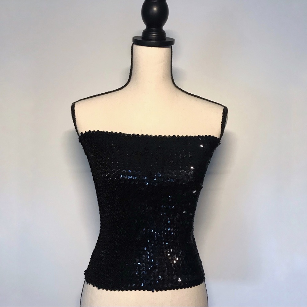 ASOS sequined tube top, black, size 2
